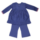 Girls Embroidered Cotton Suit 2 Pcs - Blue, Kids, Girls Sets And Suits, Chase Value, Chase Value