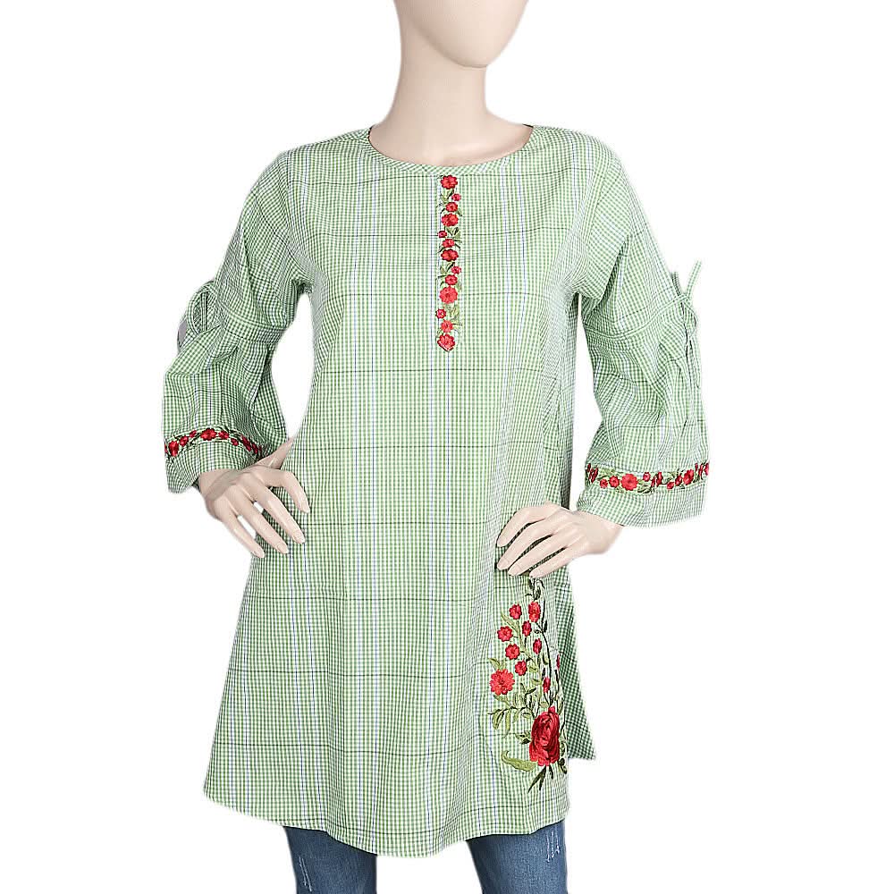 Women's Strip Cotton Kurti - Green, Women, Ready Kurtis, Chase Value, Chase Value