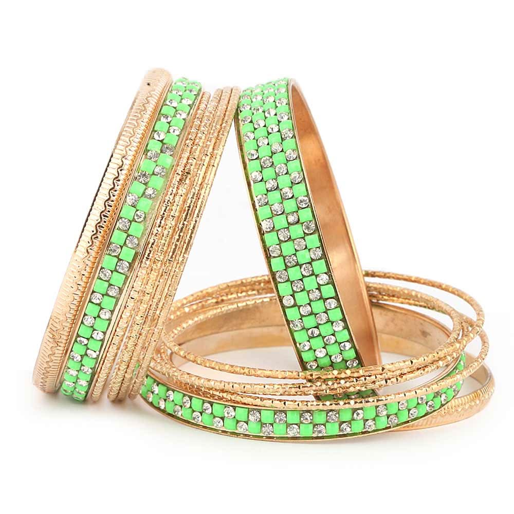 Women's Fancy Bangles 13 Pcs - Green - test-store-for-chase-value