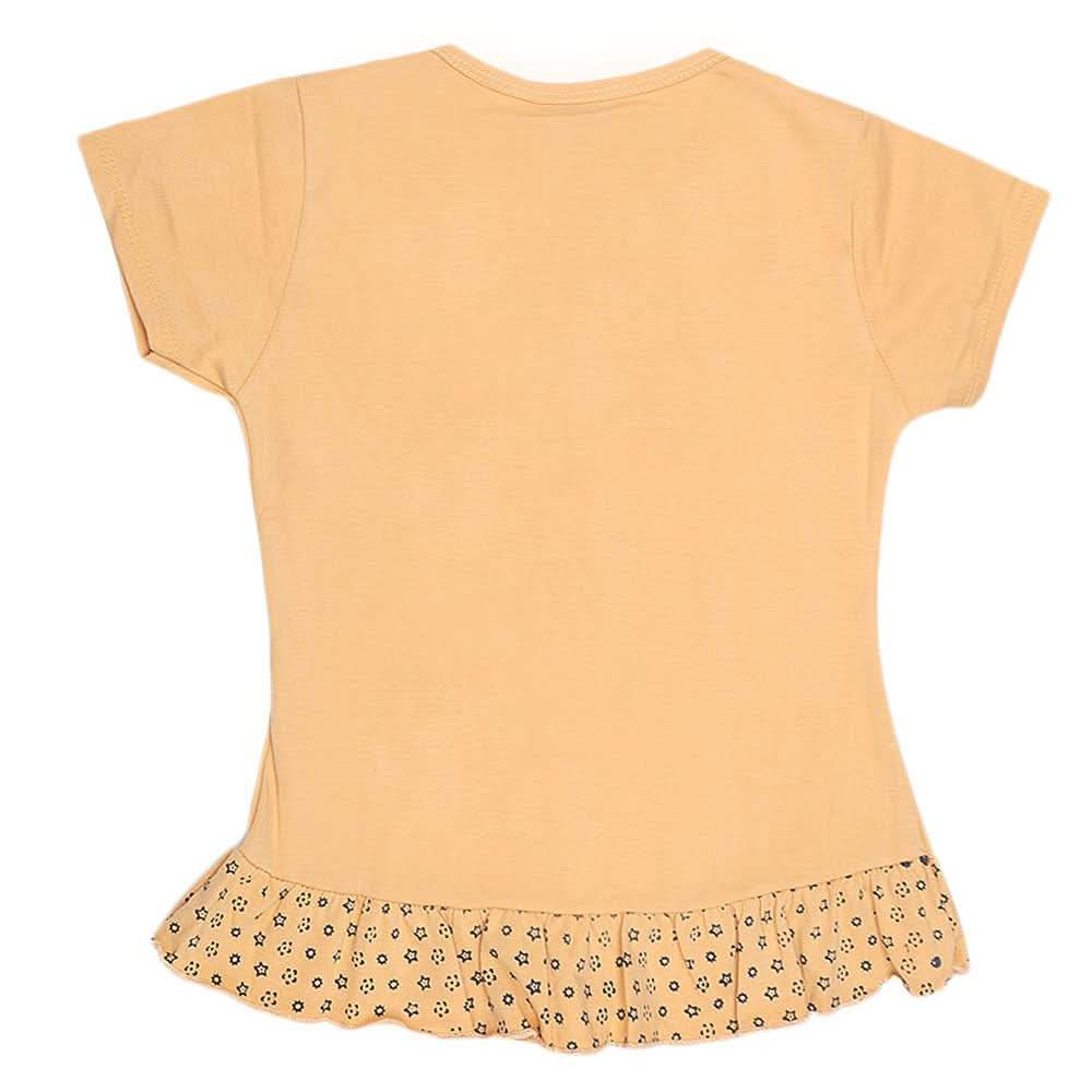 Girls Half Sleeve Printed T-Shirt - Mustard, Kids, Girls T-Shirts, Chase Value, Chase Value