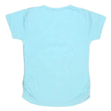 Girls Half Sleeve Embroidered T-Shirt - Cyan, Kids, Girls T-Shirts, Chase Value, Chase Value