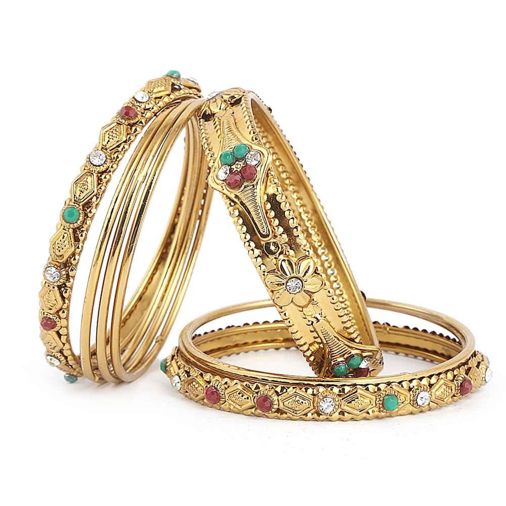 Women's Fancy Bangles 9 Pcs - Golden - test-store-for-chase-value
