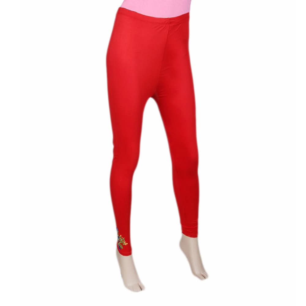 Women's Embroided Bottom Tight - Red, Women, Pants & Tights, Chase Value, Chase Value