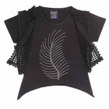 Girls Half Sleeve Fancy T-Shirt 2 Pcs - Black, Kids, Girls T-Shirts, Chase Value, Chase Value