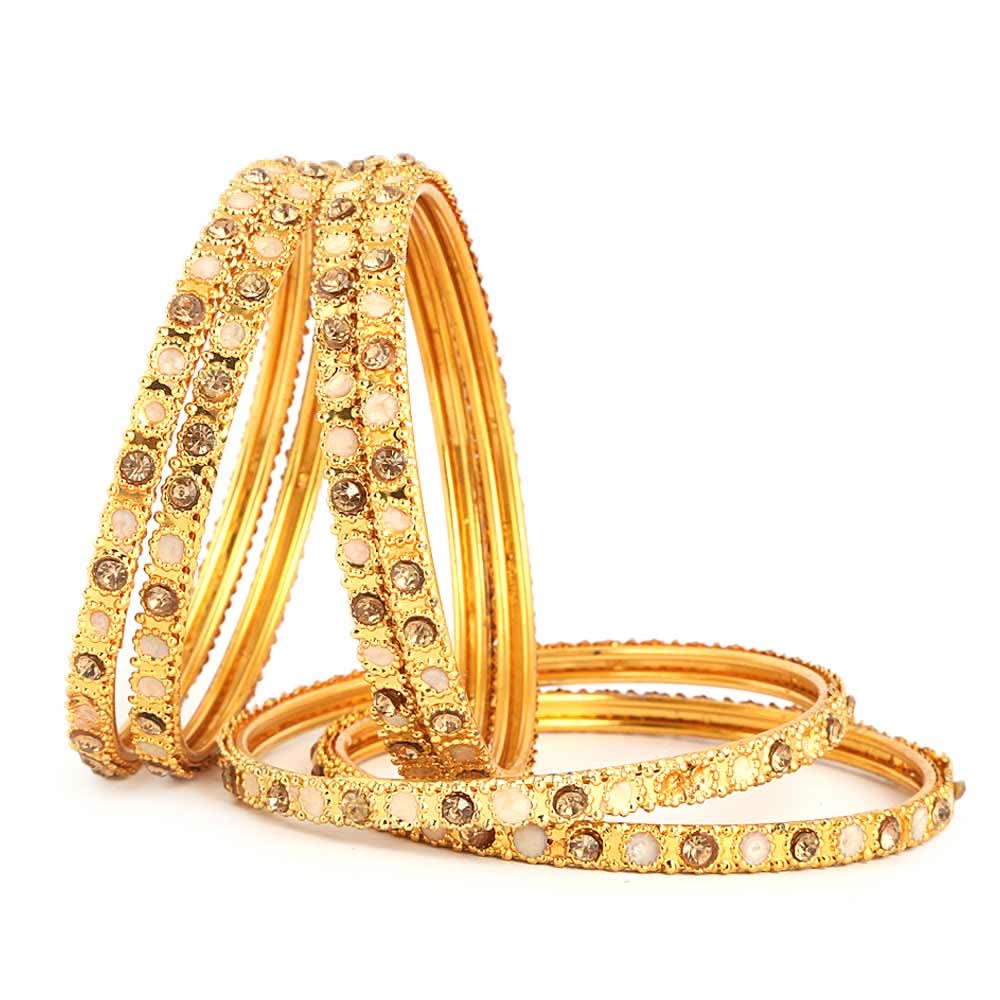 Women's Fancy Bangles 6 Pcs - Golden - test-store-for-chase-value