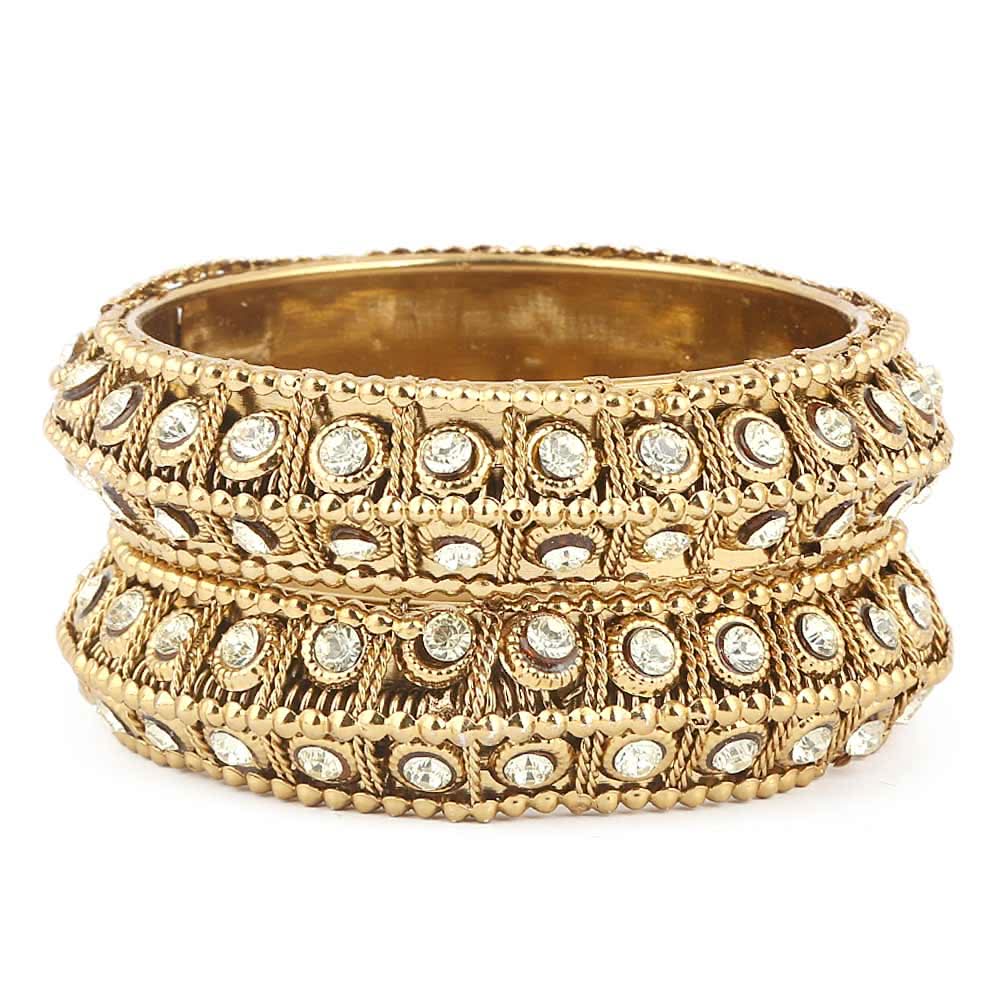 Women's Fancy Bangles 2 Pcs - Golden - test-store-for-chase-value