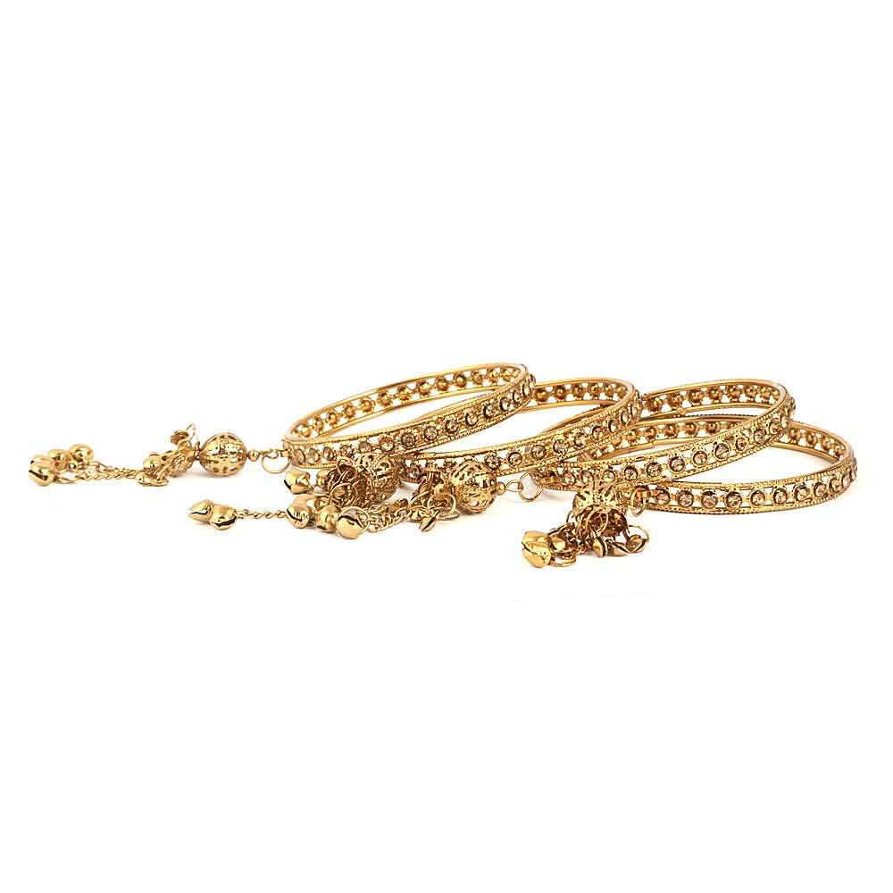 Women's Fancy Bangles 4 Pcs - Golden - test-store-for-chase-value