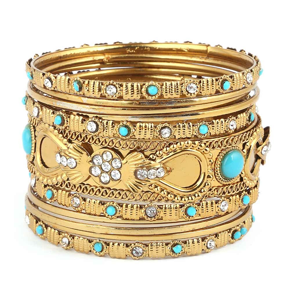 Women's Fancy Bangles 11 Pcs - Golden - test-store-for-chase-value