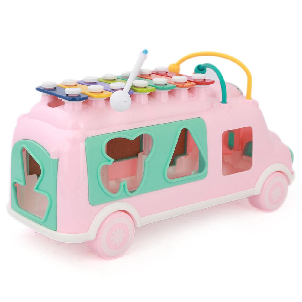 Happy Colorful Bus With Musical Instrument - Pink, Kids, Musical Toys, Chase Value, Chase Value