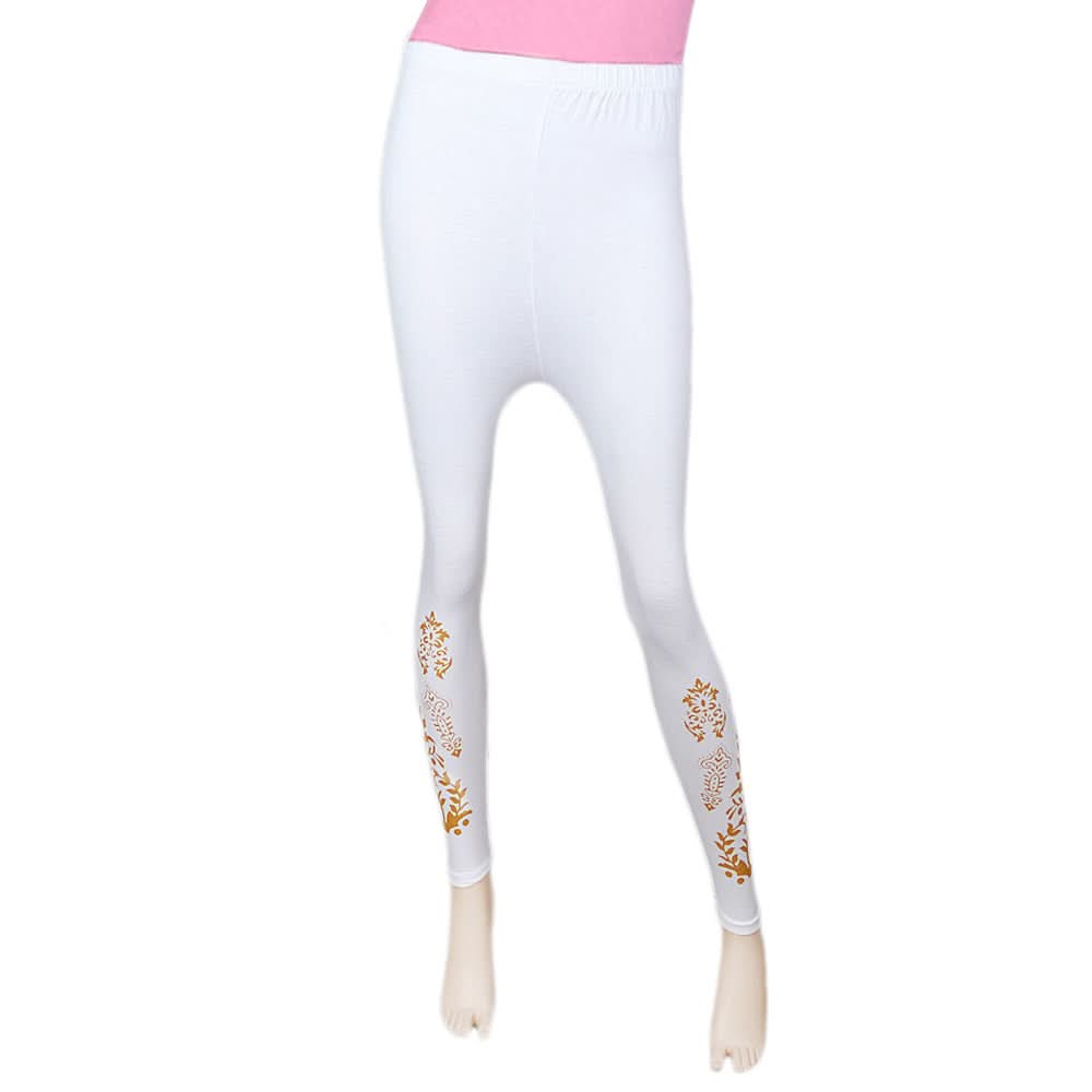 Women's Printed Tight- White, Women, Pants & Tights, Chase Value, Chase Value
