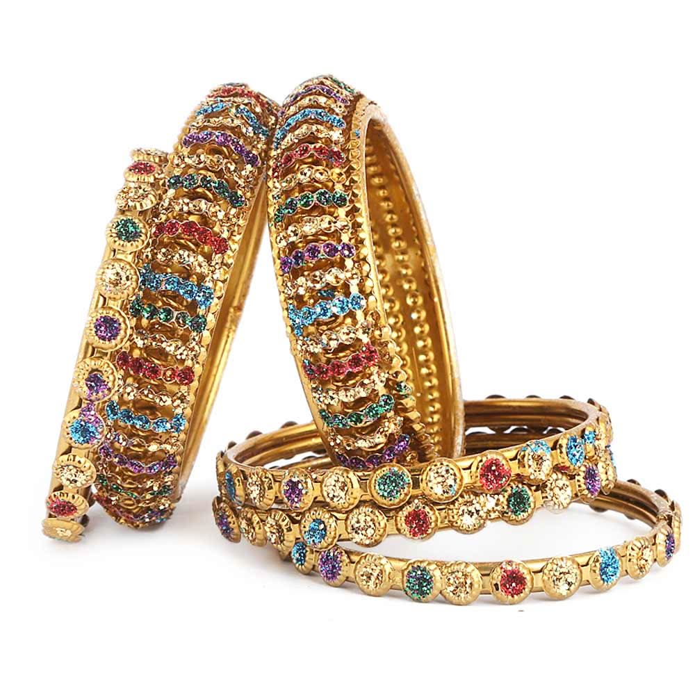 Women's Fancy Bangles 6 Pcs - Golden - test-store-for-chase-value