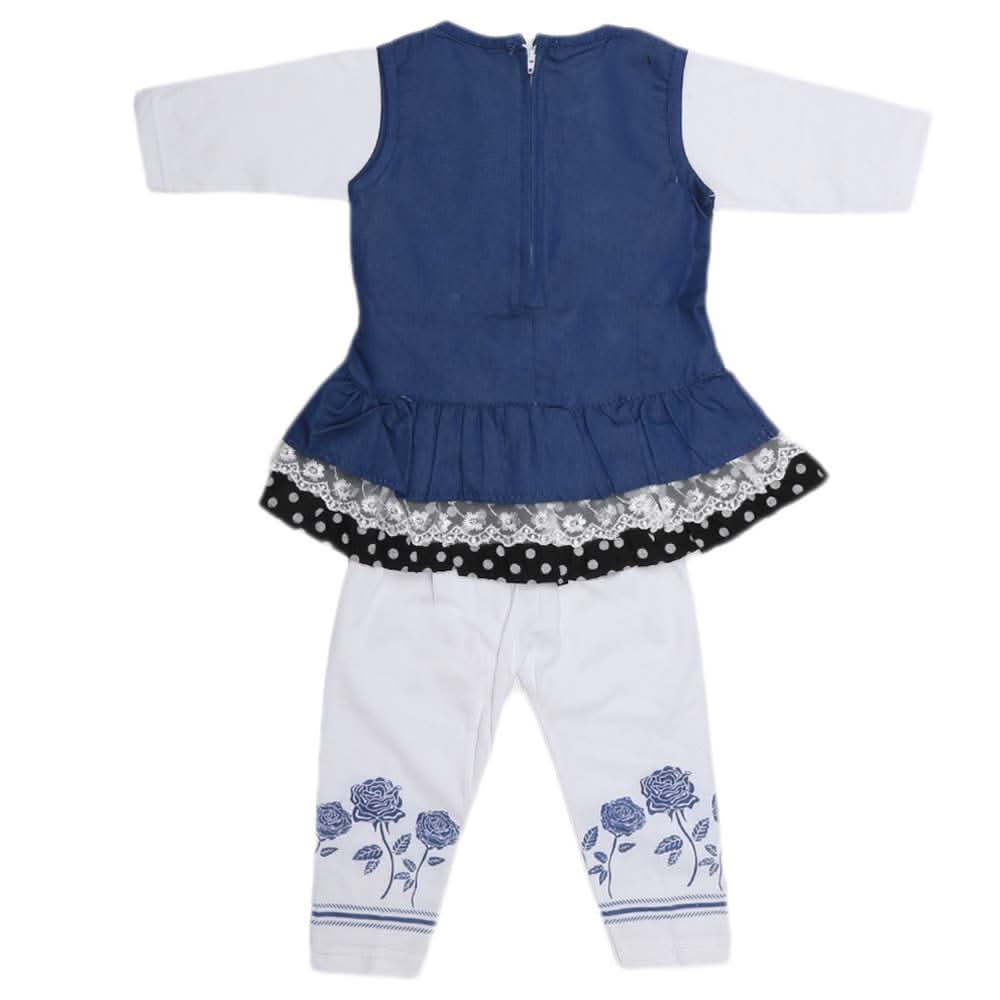 Girls Embroidered Cotton Suit 2 Pcs - Blue, Kids, Girls Sets And Suits, Chase Value, Chase Value