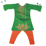 Girls Embroidered Masuri Suit 3 Pcs - Green, Kids, Girls Sets And Suits, Chase Value, Chase Value
