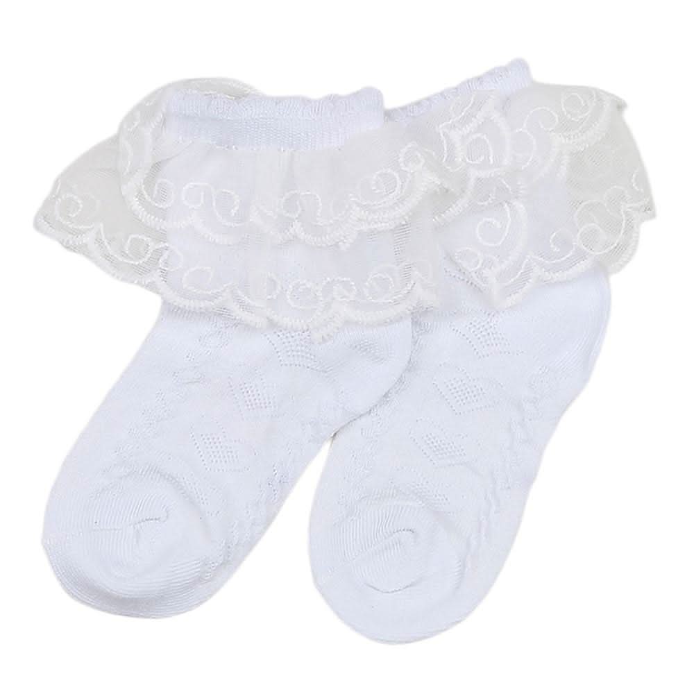 Girls Frilly Socks - White, Kids, Girls Socks, Chase Value, Chase Value
