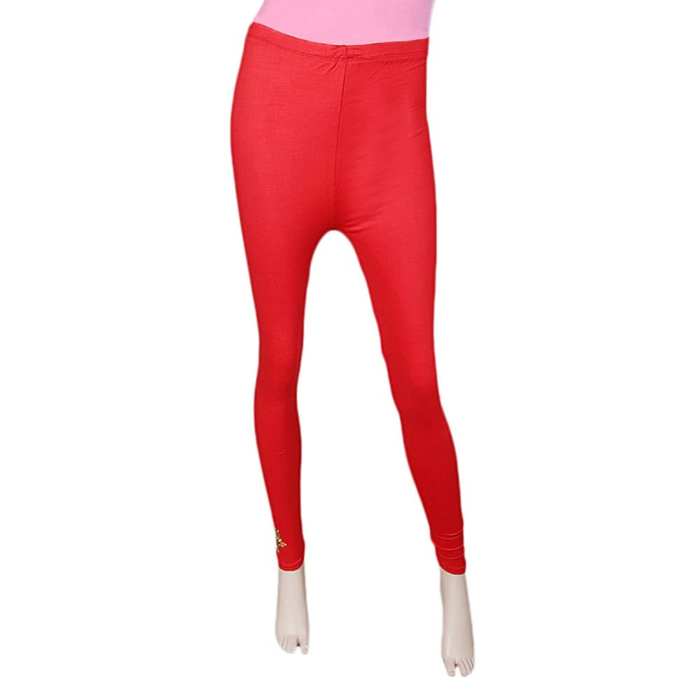 Women's Embroided Bottom Tight - Red, Women, Pants & Tights, Chase Value, Chase Value