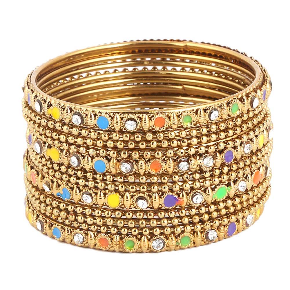 Women's Fancy Bangles 12 Pcs - Golden - test-store-for-chase-value