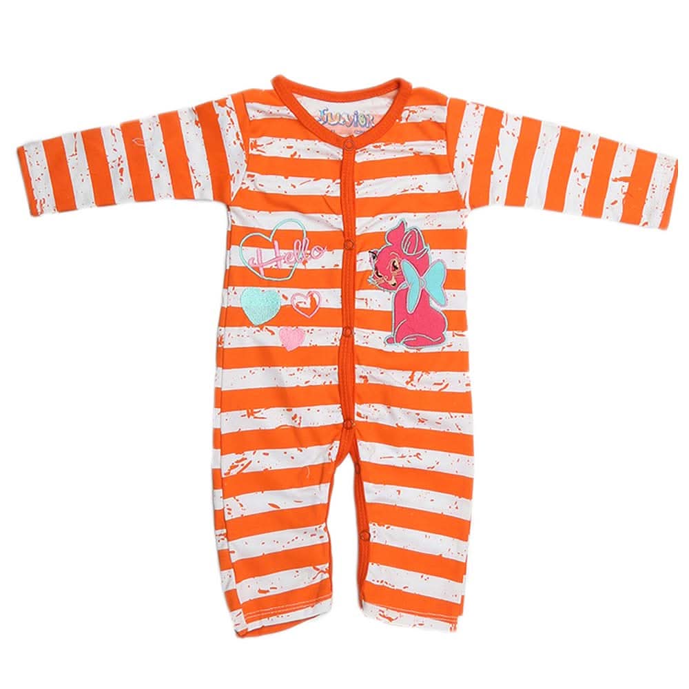 Newborn Girls Full Sleeves Romper - Orange, Kids, NB Girls Rompers, Chase Value, Chase Value