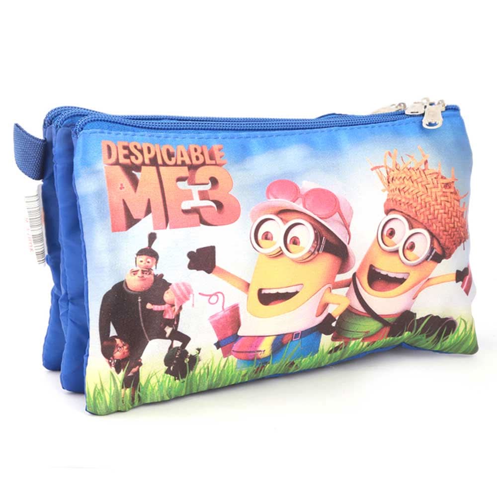 Pencil Pouch Three Zipper - Blue, Kids, Pencil Boxes And Stationery Sets, Chase Value, Chase Value