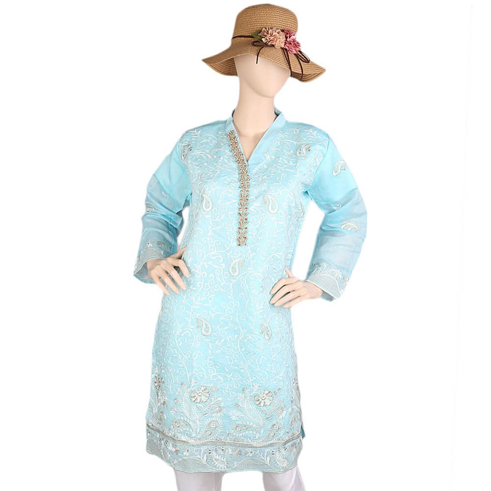 Women's Fancy Embroidered Kurti - Blue, Women, Ready Kurtis, Chase Value, Chase Value