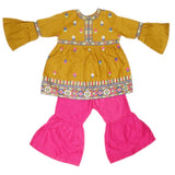 Girls Embroidered Cotton Suit 2 Pcs - Mustard, Kids, Girls Sets And Suits, Chase Value, Chase Value
