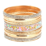 Women's Fancy Bangles 12 Pcs - Golden - test-store-for-chase-value