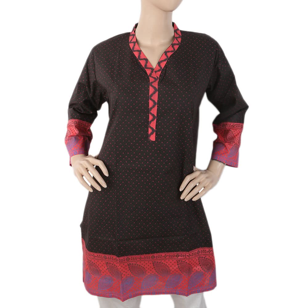 Women's Printed Cotton Kurti - Black, Women, Ready Kurtis, Chase Value, Chase Value
