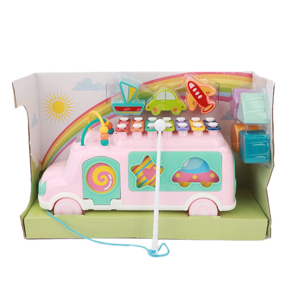 Happy Colorful Bus With Musical Instrument - Pink, Kids, Musical Toys, Chase Value, Chase Value