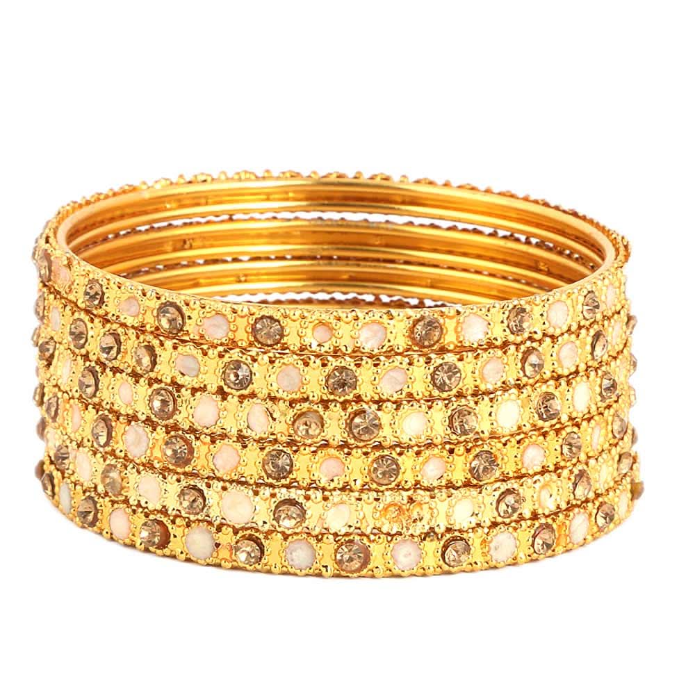 Women's Fancy Bangles 6 Pcs - Golden - test-store-for-chase-value