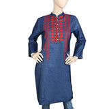Women's Embroidered Denim Kurti - Blue, Women, Ready Kurtis, Chase Value, Chase Value
