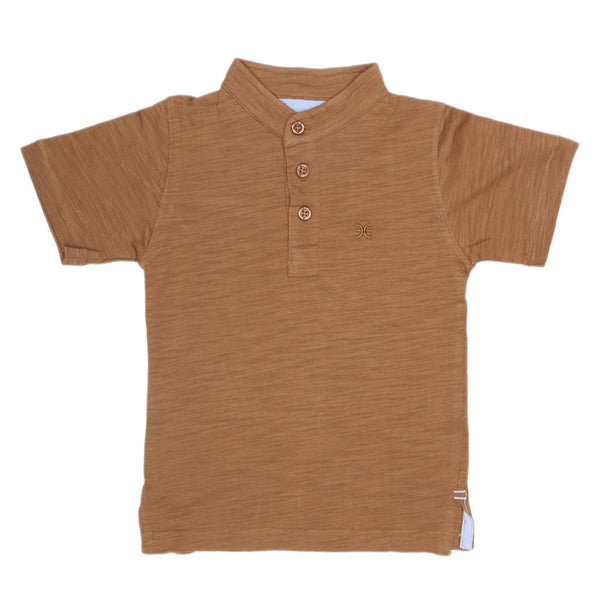 Boys Eminent Sherwani Collar T-Shirt - Brown, Kids, Boys T-Shirts, Chase Value, Chase Value