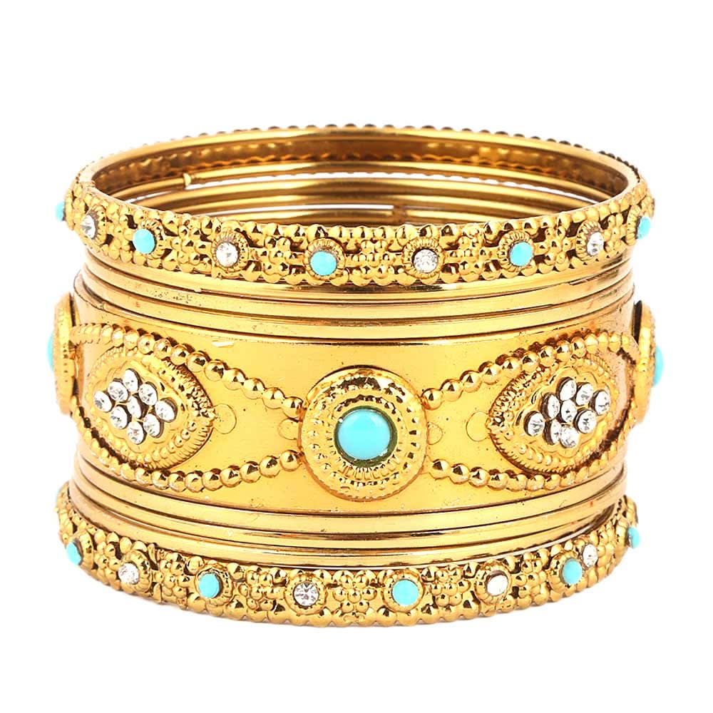 Women's Fancy Bangles 9 Pcs - Golden - test-store-for-chase-value