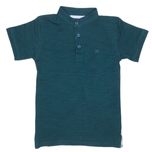 Boys Eminent Sherwani Collar T-Shirt - Green, Kids, Boys T-Shirts, Chase Value, Chase Value