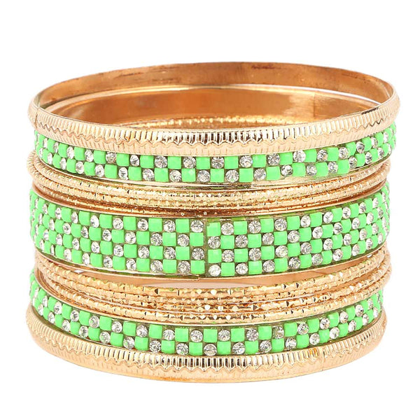 Women's Fancy Bangles 13 Pcs - Green - test-store-for-chase-value