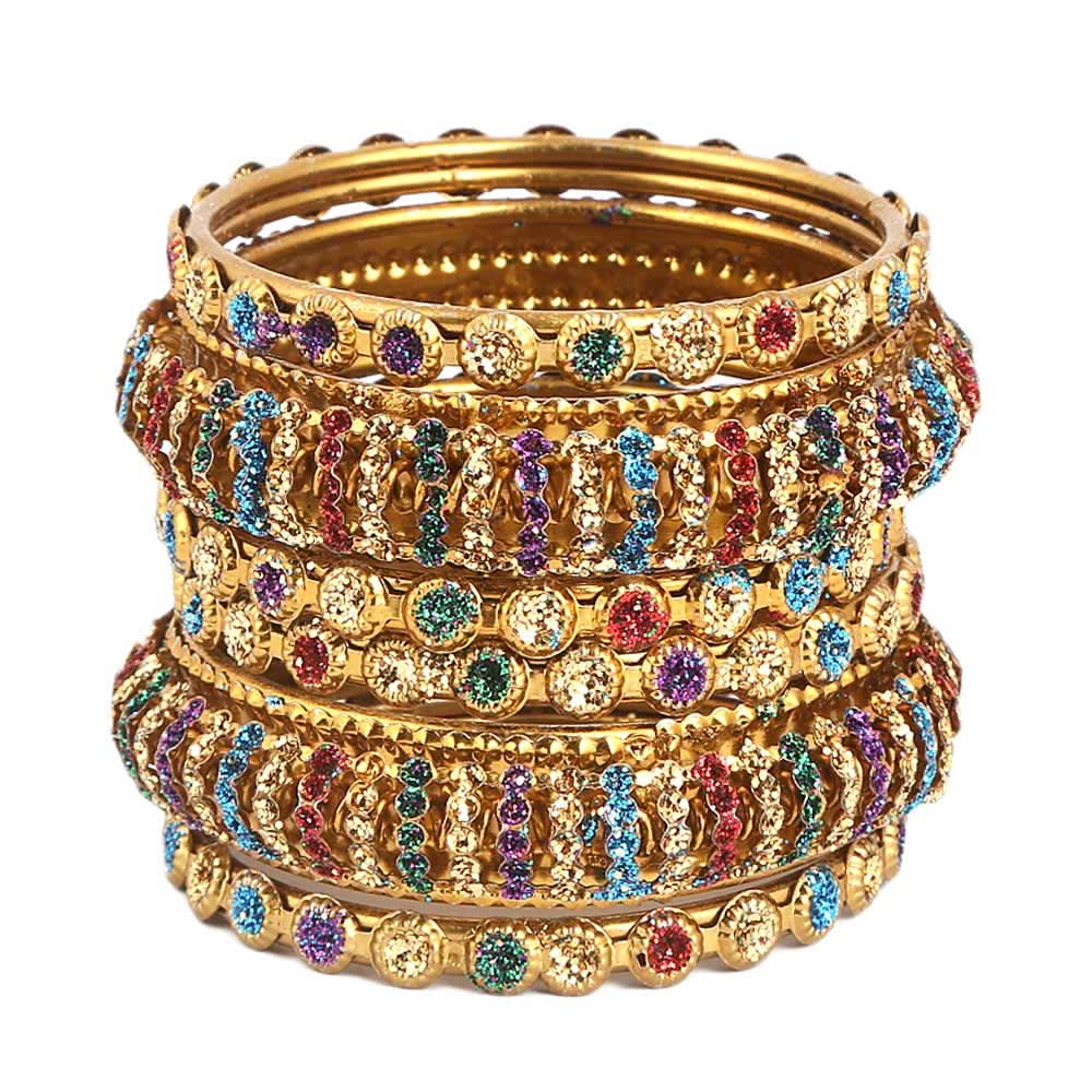 Women's Fancy Bangles 6 Pcs - Golden - test-store-for-chase-value