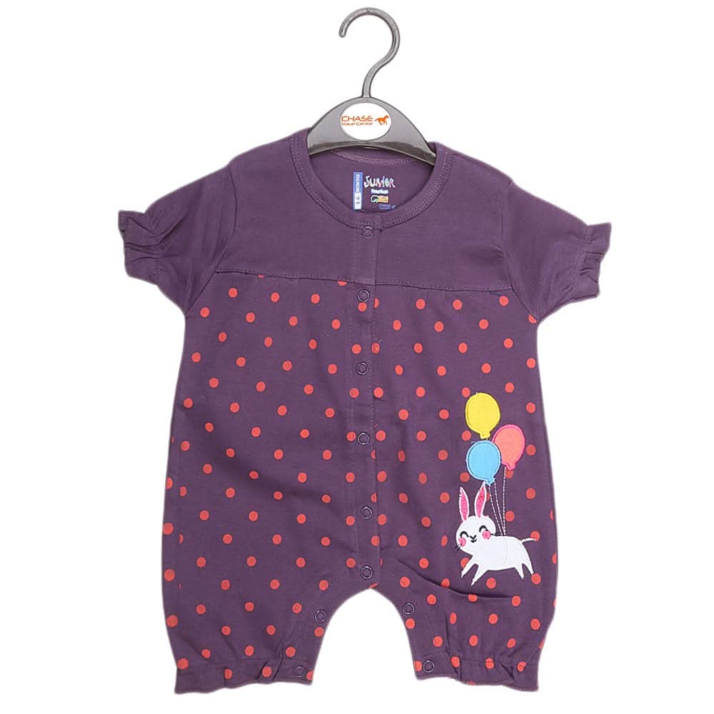 Newborn Girls Half Sleeves Romper - Purple - test-store-for-chase-value