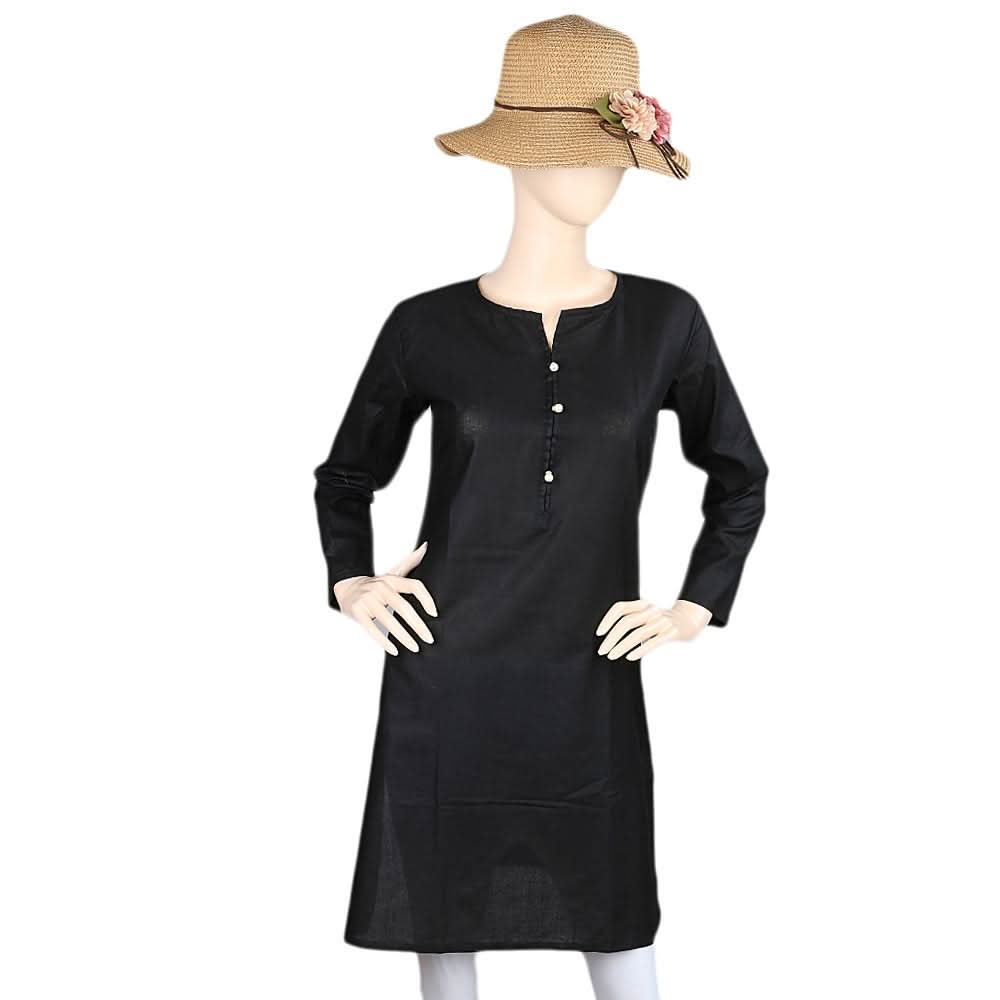 Plain Kurti For Women's - Black - test-store-for-chase-value