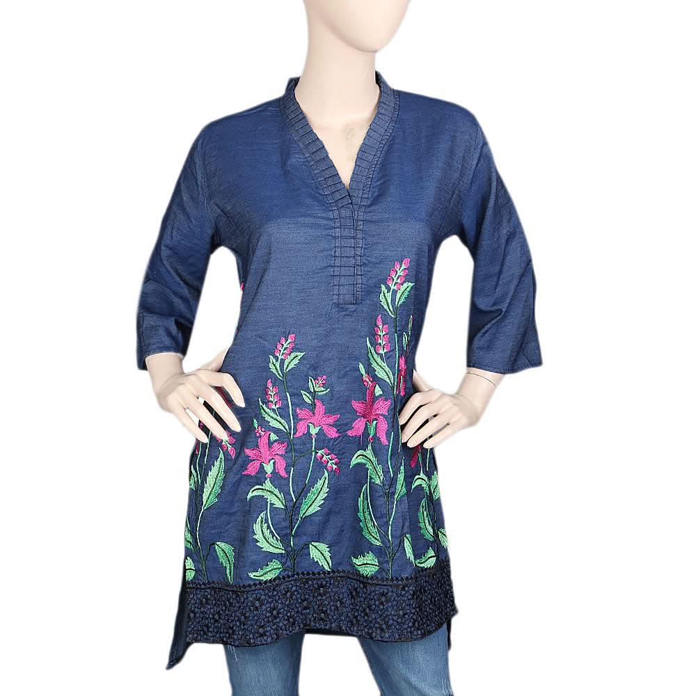 Women's Embroidery Kurti - Blue, Women, Ready Kurtis, Chase Value, Chase Value