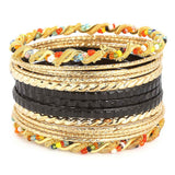 Women's Fancy Bangles 16 Pcs - Golden - Black - test-store-for-chase-value