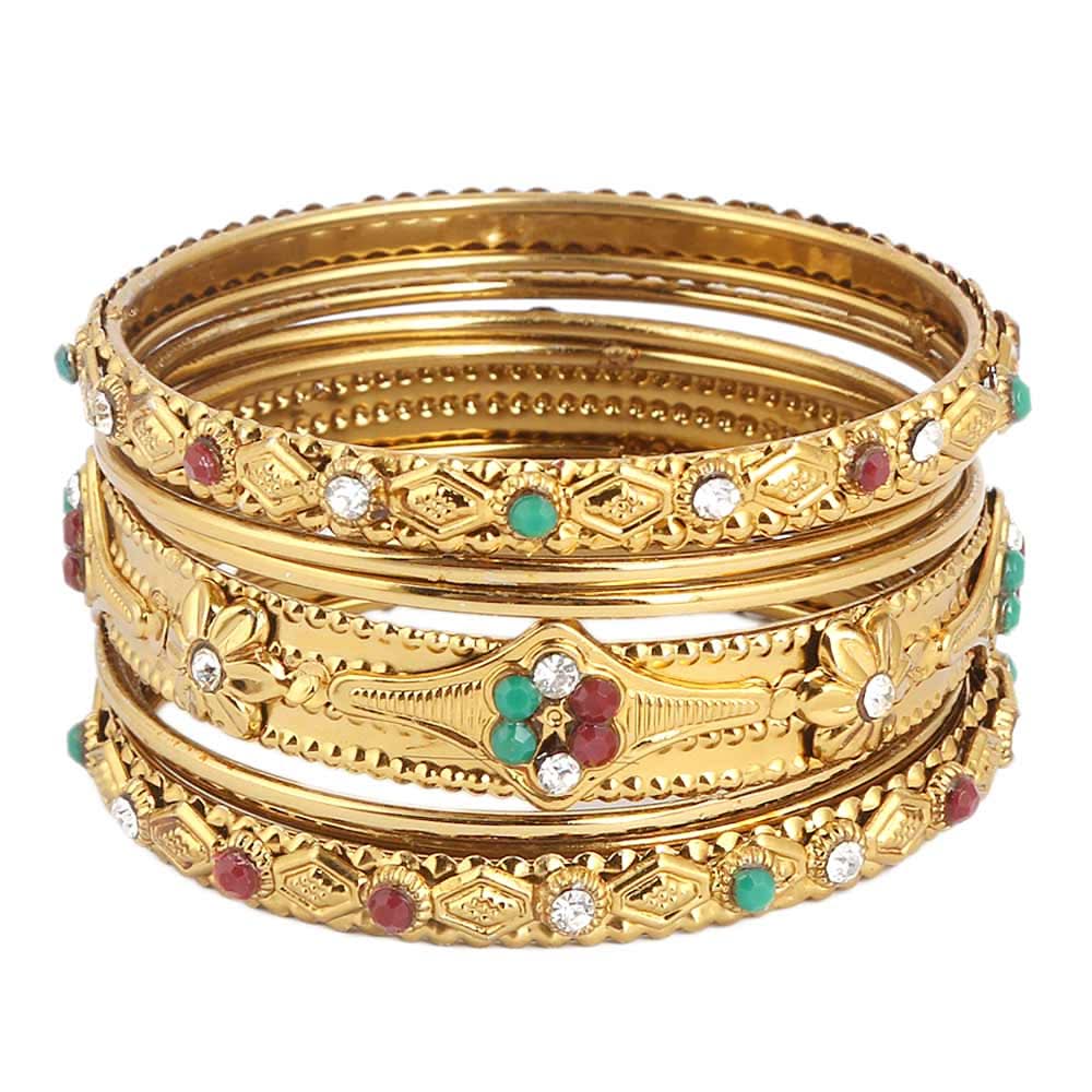 Women's Fancy Bangles 9 Pcs - Golden - test-store-for-chase-value