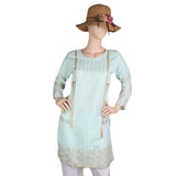 Women's Fancy Embroidered Kurti - Cyan, Women, Ready Kurtis, Chase Value, Chase Value