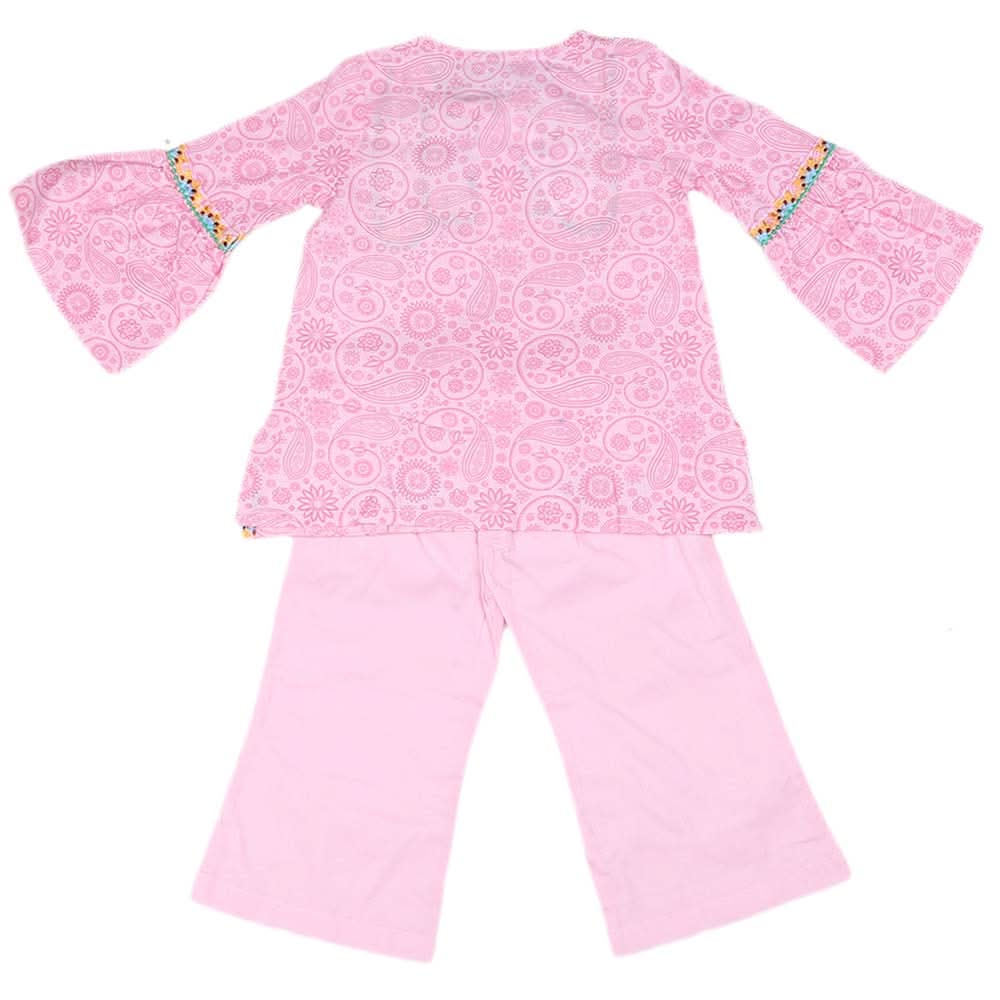 Girls Embroidered Cotton Suit 2 Pcs - Pink, Kids, Girls Sets And Suits, Chase Value, Chase Value