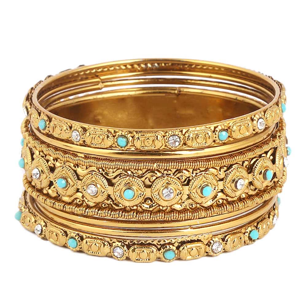 Women's Fancy Bangles 7 Pcs - Golden - test-store-for-chase-value