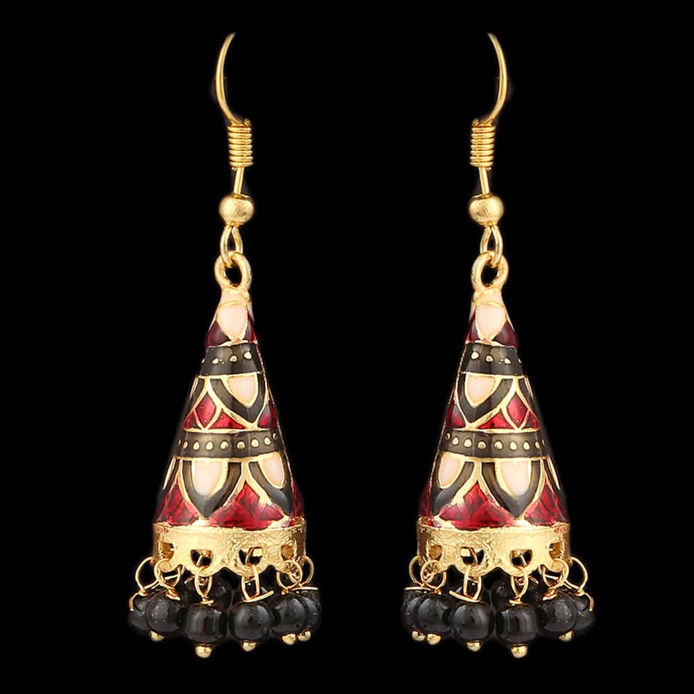 Women's Fancy Ear Jhumki - Golden - Black, Jewellery, Chase Value, Chase Value