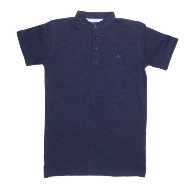 Boys Eminent Sherwani Collar T-Shirt - Navy Blue, Kids, Boys T-Shirts, Chase Value, Chase Value