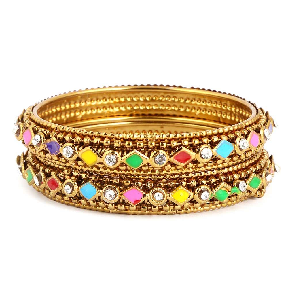 Women's Fancy Bangles 2 Pcs - Golden - test-store-for-chase-value