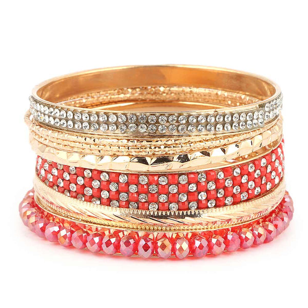 Women's Fancy Bangles 11 Pcs - Red - test-store-for-chase-value