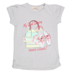 Girls Half Sleeves T-Shirt 03 - Grey, Kids, Girls T-Shirts, Chase Value, Chase Value