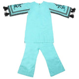 Girls Embroidered Cotton Suit 3 Pcs - Cyan, Kids, Girls Sets And Suits, Chase Value, Chase Value