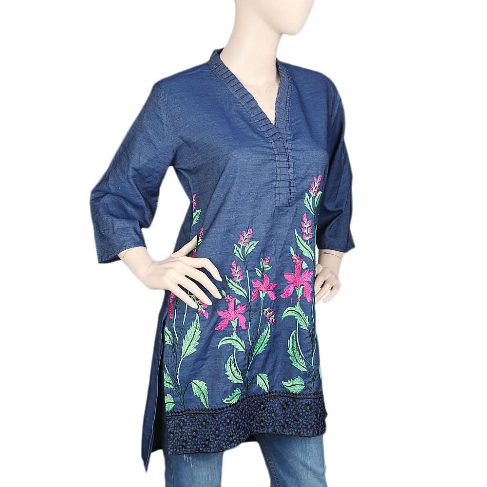 Women's Embroidery Kurti - Blue, Women, Ready Kurtis, Chase Value, Chase Value