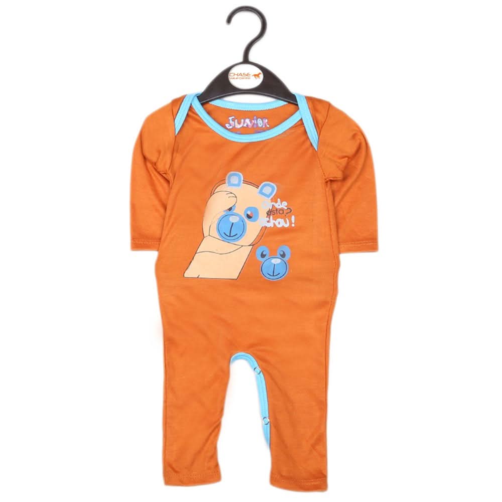 Newborn Boys Full Sleeves Romper - Brown, Kids, NB Boys Rompers, Chase Value, Chase Value